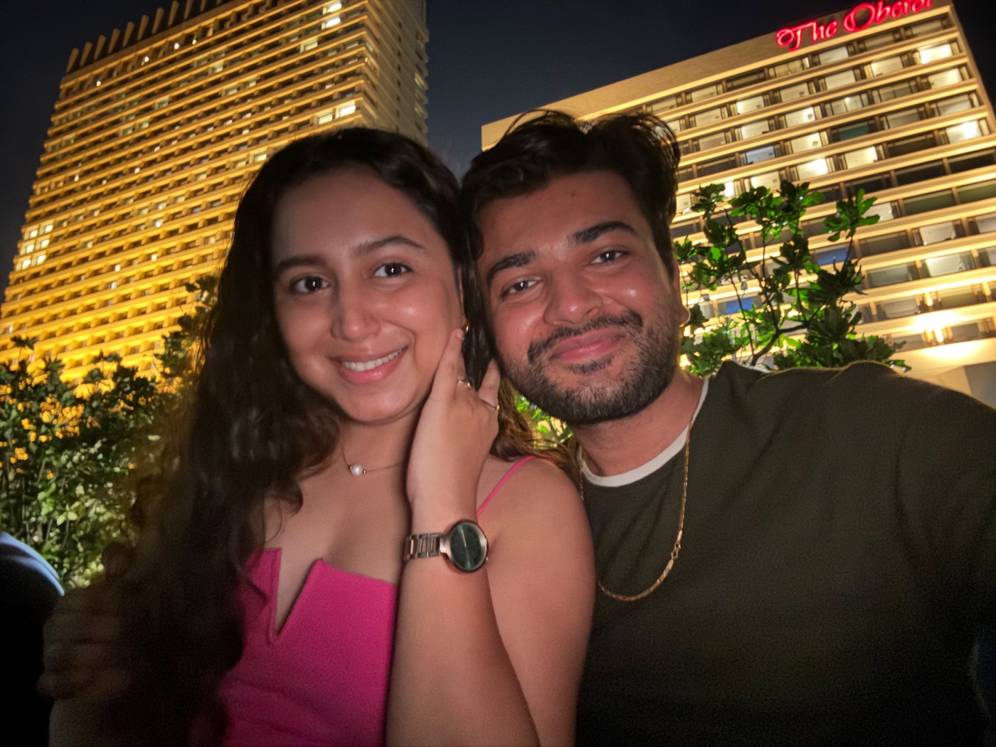 Us together beneath Mumbai's city lights